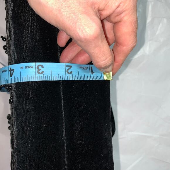 Lg Soure Black Velvet Beaded Frame Bag Deco Clasp - Picture 7 of 7